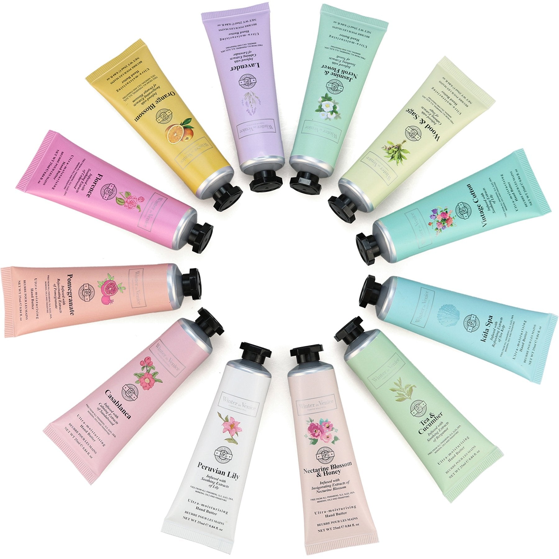 Winter In Venice simple Floral Hand Butter Tubes Tin Set