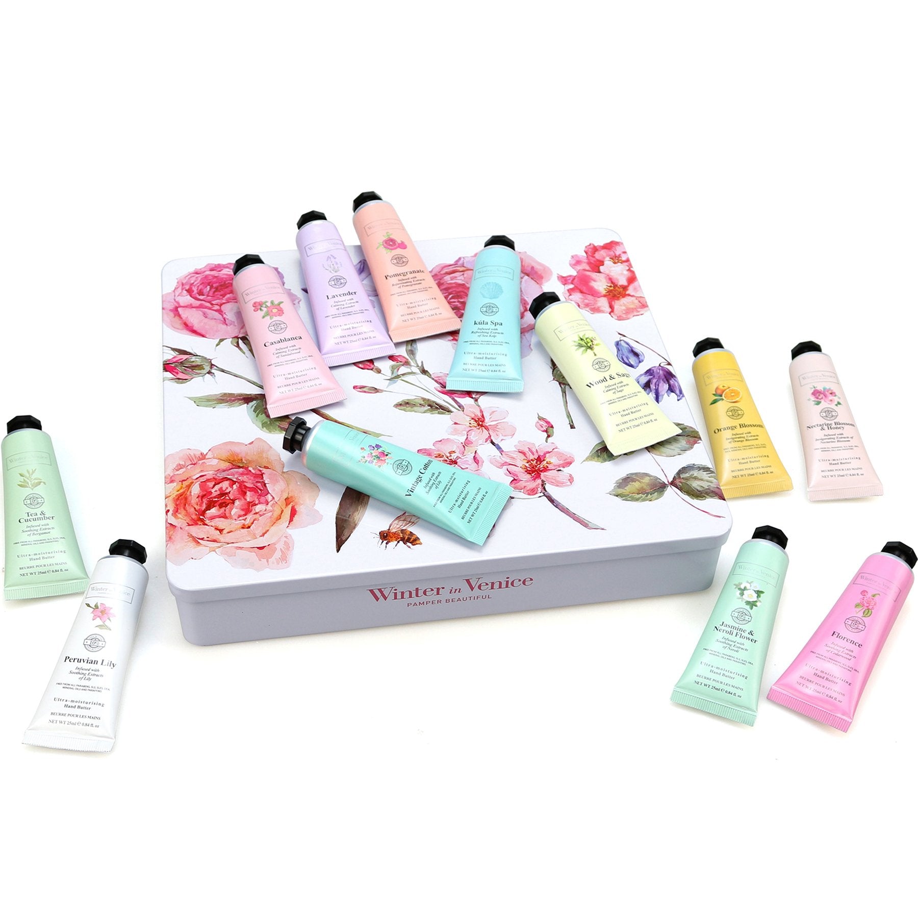Winter In Venice simple Floral Hand Butter Tubes Tin Set