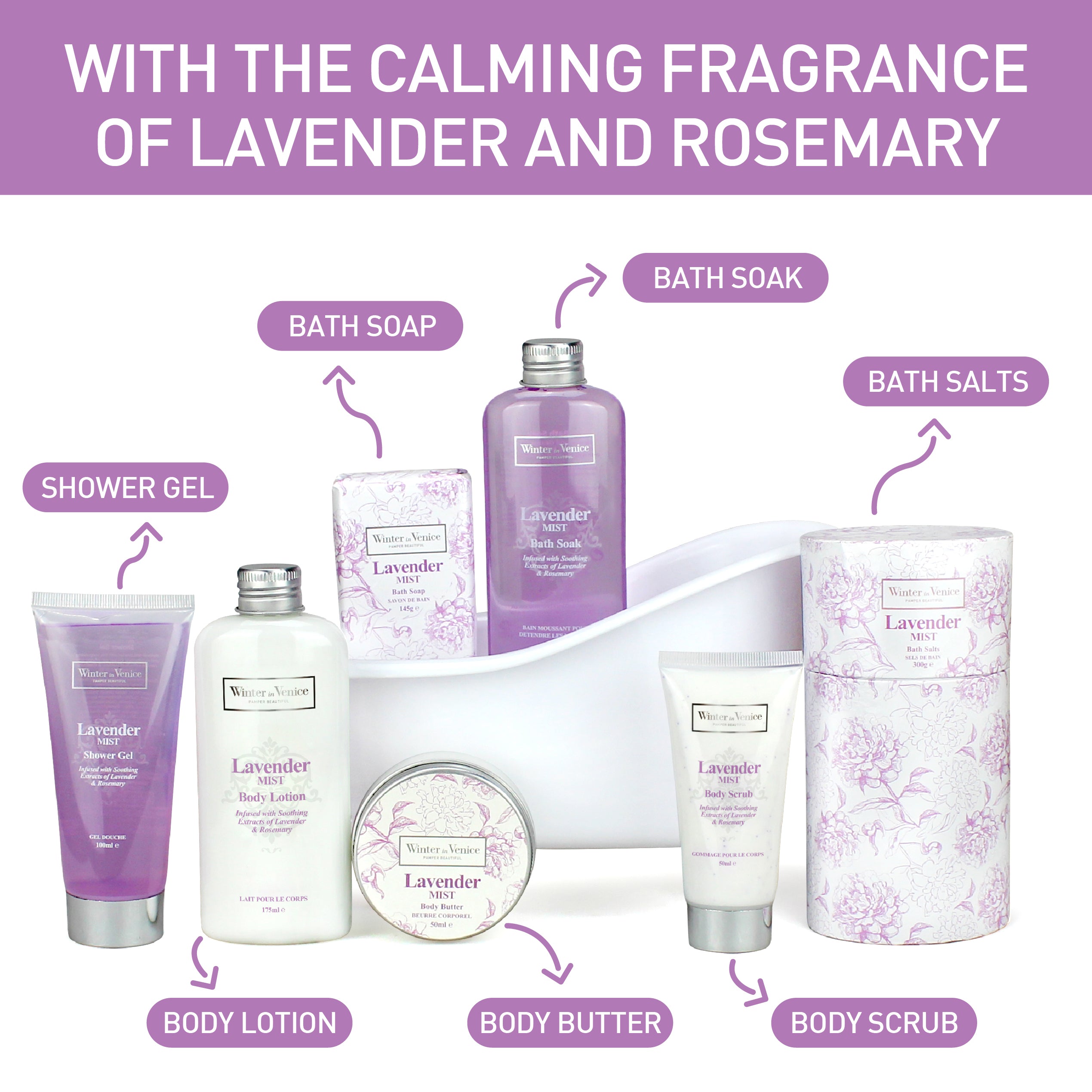 Winter In Venice simple Lavender Mist Bath Tub