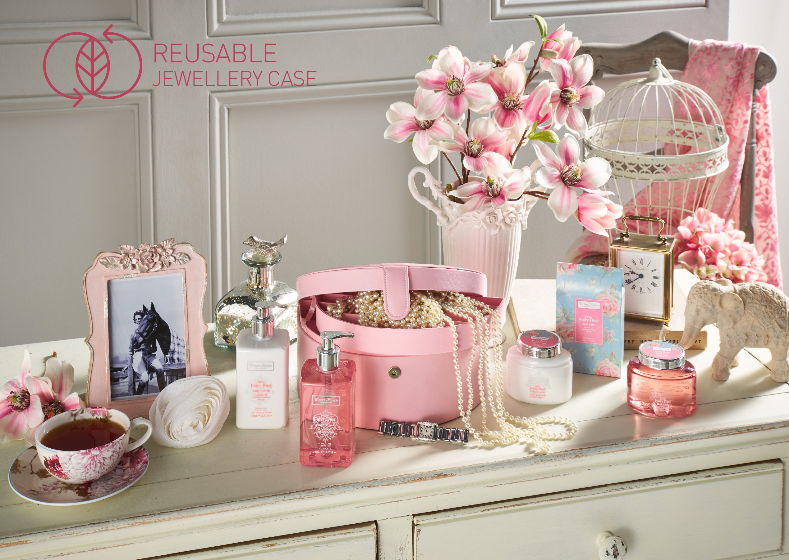 Winter In Venice simple Pink Fairy Dust Jewellery Case