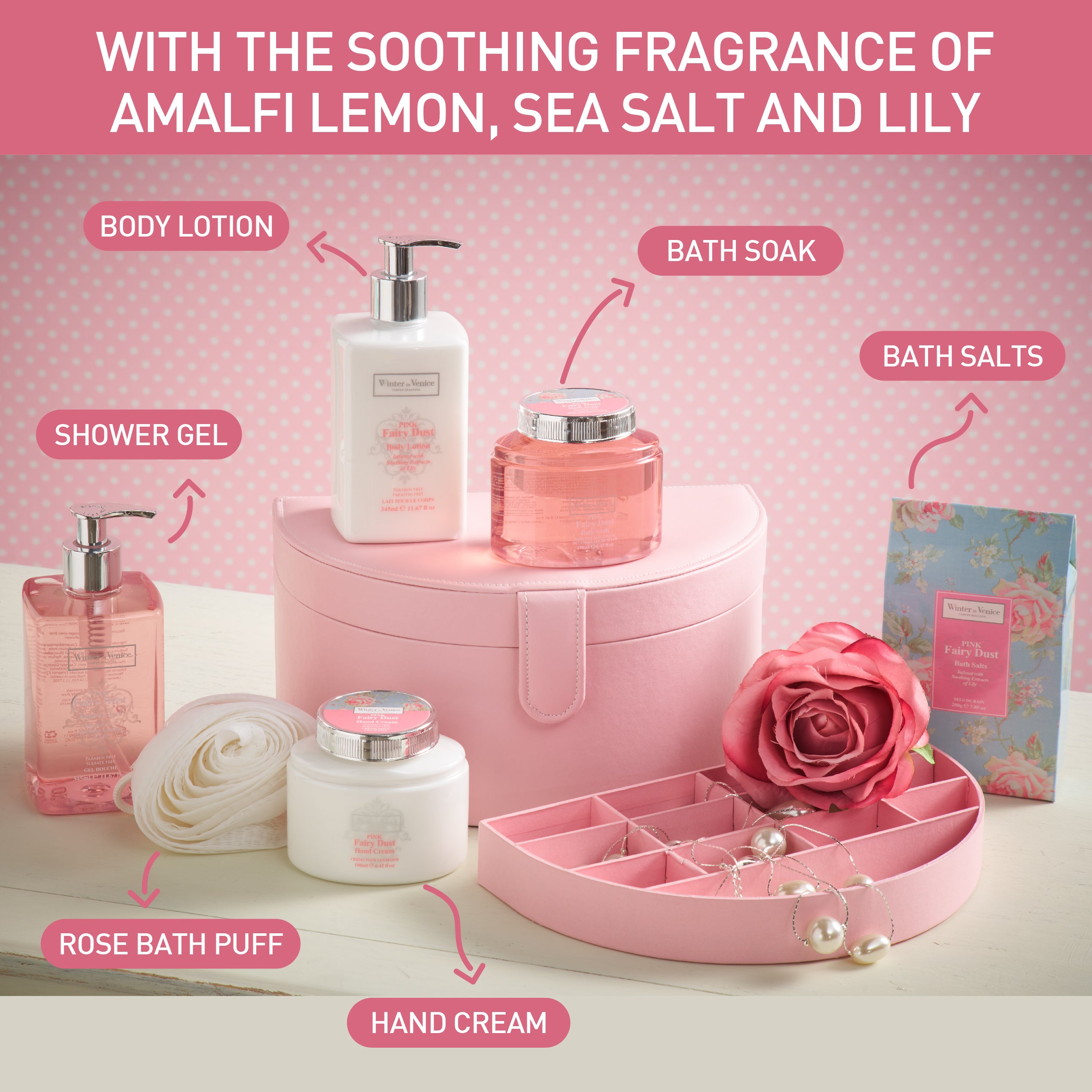 Winter In Venice simple Pink Fairy Dust Jewellery Case