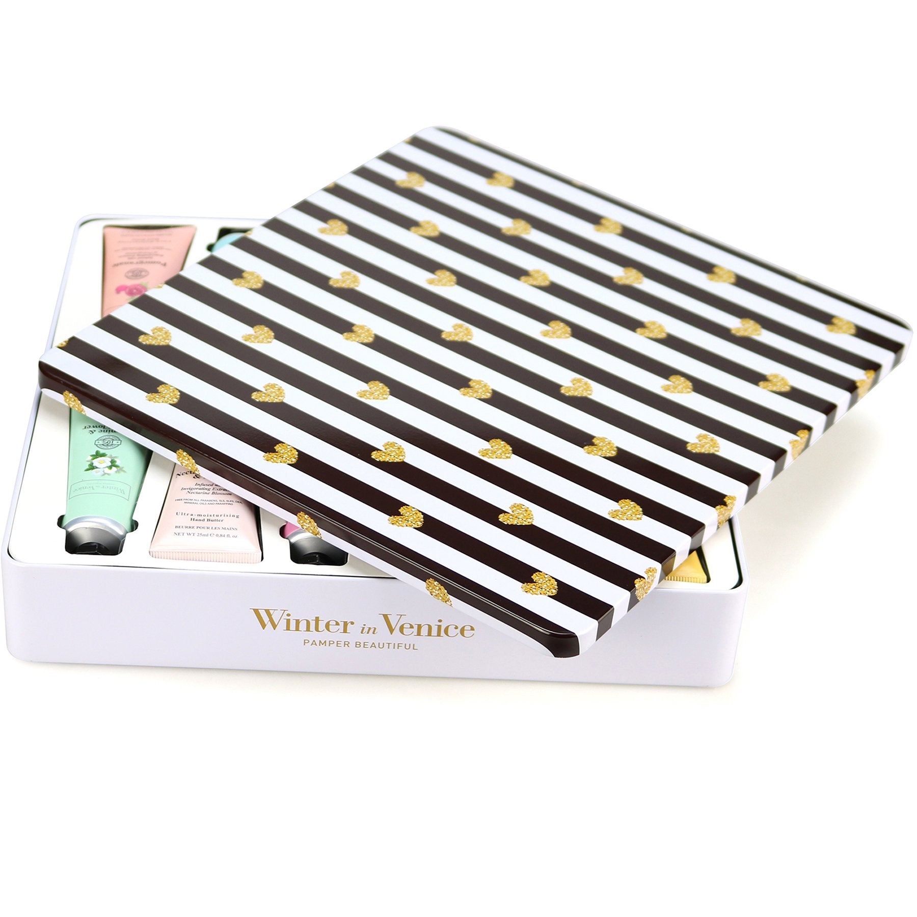 Winter In Venice simple Striped Hand Butter Tubes Tin Set