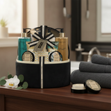 Black & Gold Suede Jewellery Box Gift Set