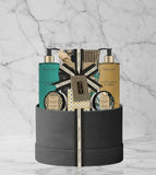 Winter In Venice Black & Gold Suede Hat Box Gift Set